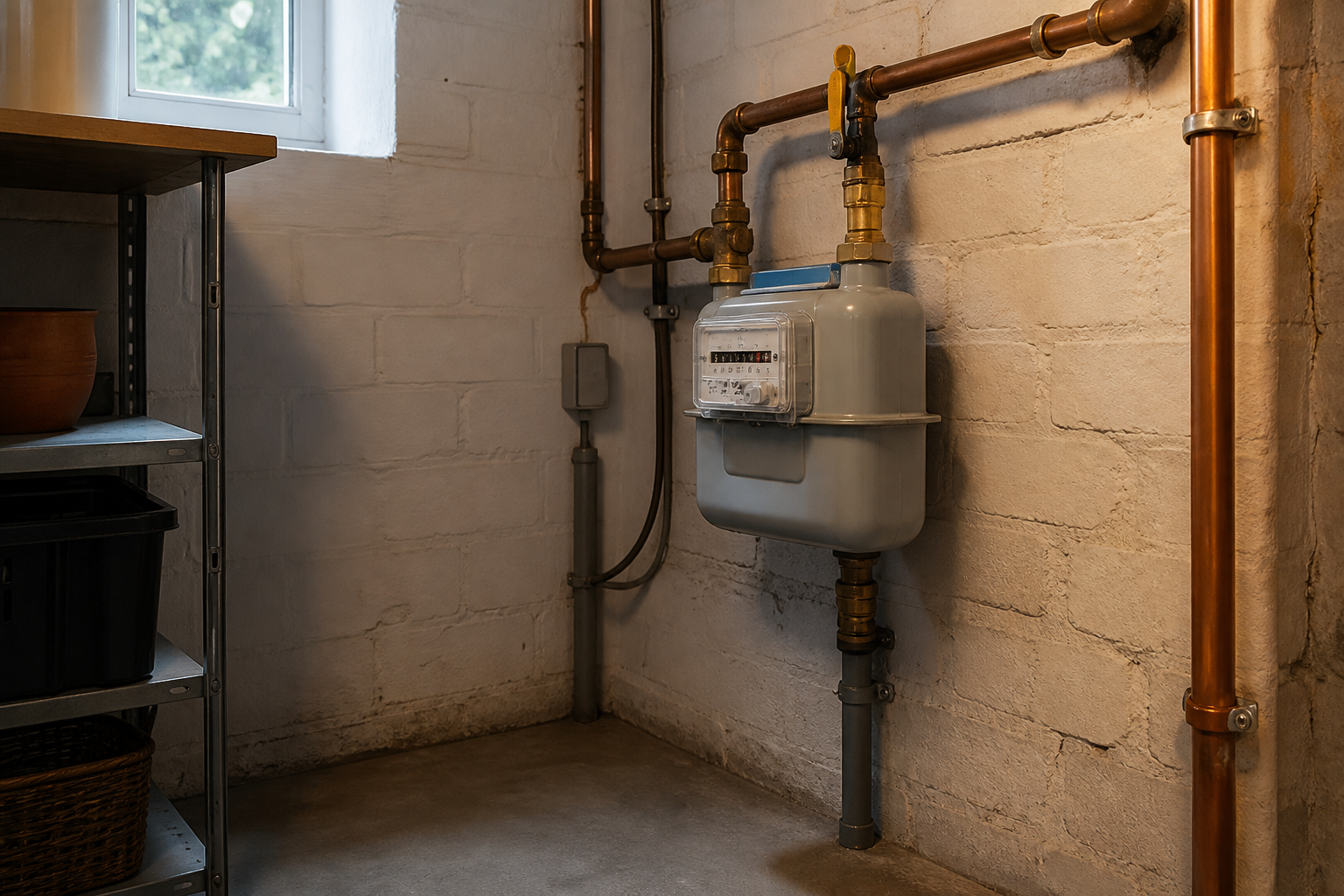 Huishoudelijke gasmeter in een Belgische woning