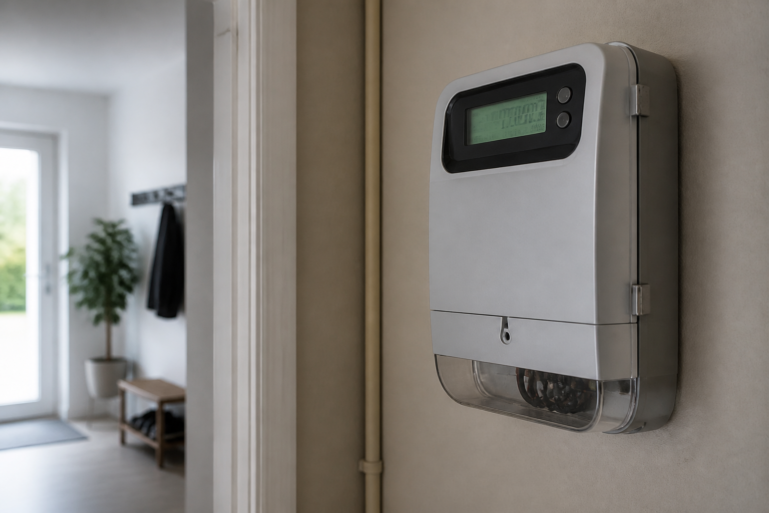 Digitale elektriciteitsmeter in een Belgische woning